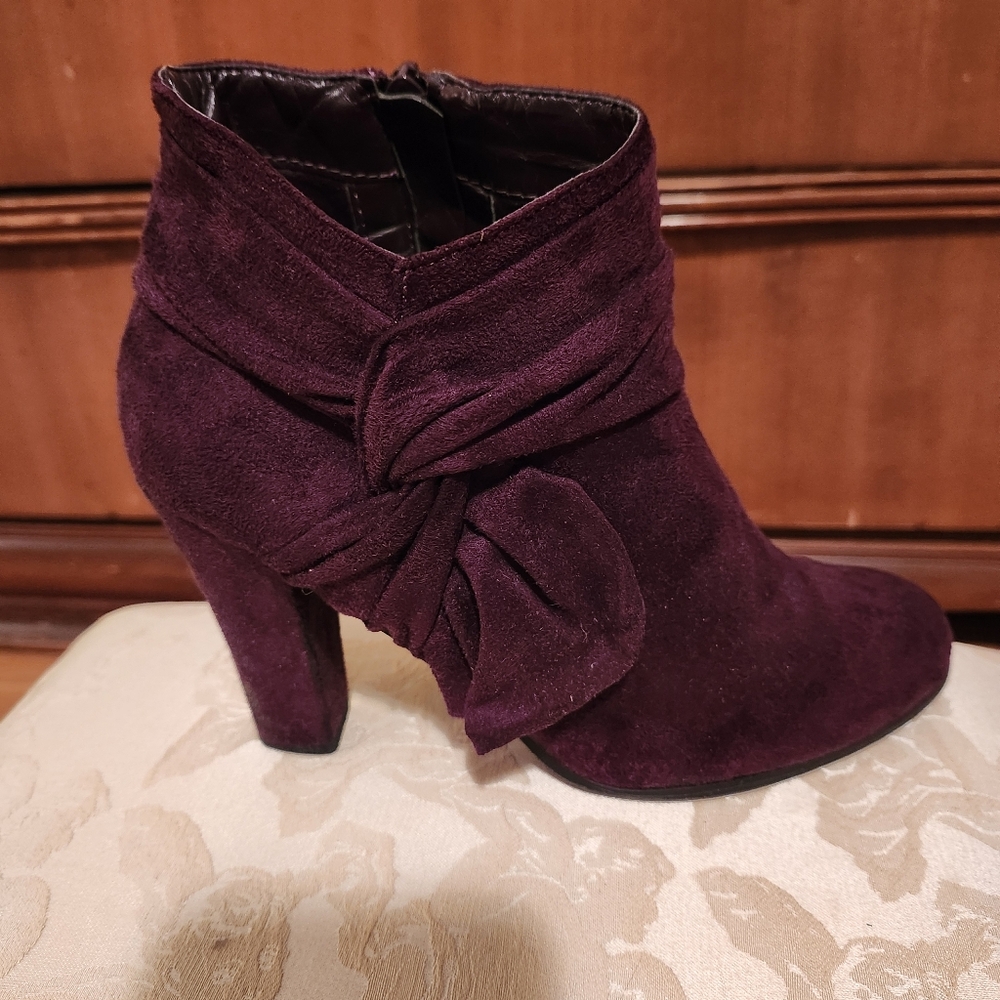 Purple suede ankle boots